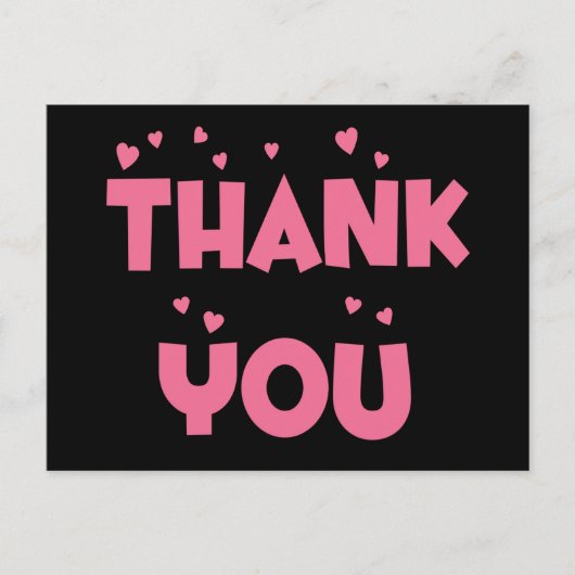 Dank je wel, Pink and Black Heart Briefkaart (Voorkant)