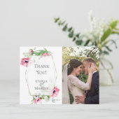 DANK JE WEL | Pink Poppies Botanical FOTOLIJSTJE Bedankkaart (Staand voorkant)