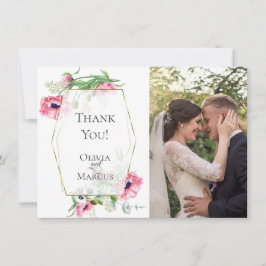 DANK JE WEL | Pink Poppies Botanisch FOTOLIJSTJE Bedankkaart