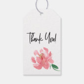 Dank je wel Pioen waterverf roze bloem Cadeaulabel (Achterkant)