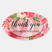 Dank je wel Pioenbloemen Ovale Sticker (Voorkant)