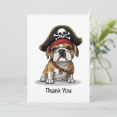 Dank je wel, Pirate English Bulldog Skull Bedankkaart (Staand voorkant)