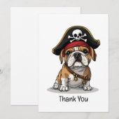 Dank je wel, Pirate English Bulldog Skull Bedankkaart (Voorkant / Achterkant)