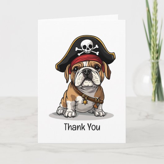 Dank je wel, Pirate English Bulldog Skull Bedankkaart (Voorkant)