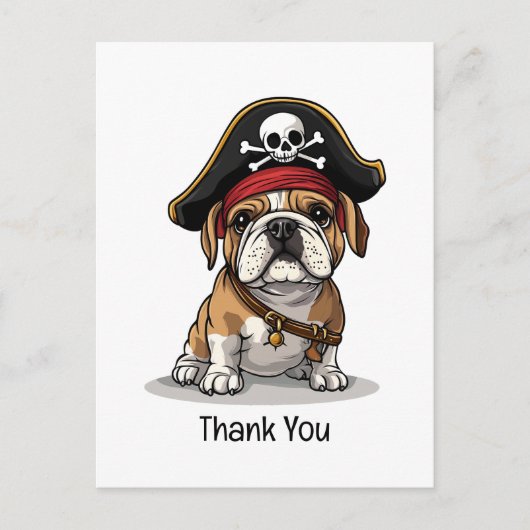 Dank je wel, Pirate English Bulldog Skull Briefkaart (Voorkant)