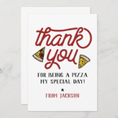 Dank je wel Pizza Party Birthday Dank je wel Bedankkaart (Voorkant / Achterkant)
