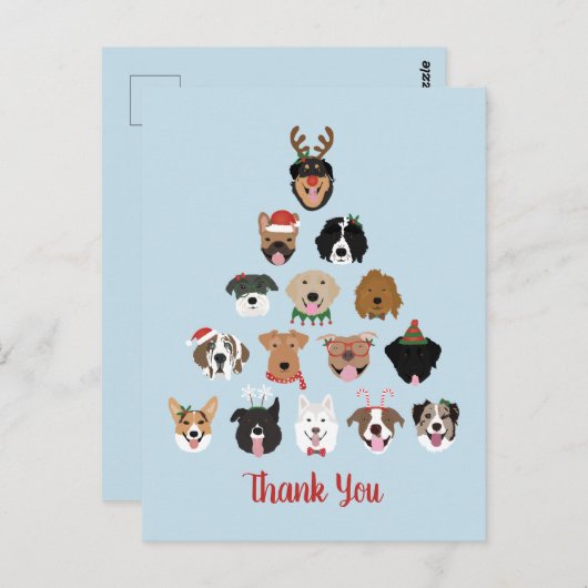 Dank je wel prettige Pawlidays Hond Kerstboom Briefkaart (Voorkant / Achterkant)