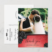 Dank je wel Red Gothic Halloween Trouw Huwelijkska Briefkaart (Voorkant / Achterkant)