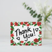 DANK JE WEL Red Roses Frame Bloemstuk Custom Briefkaart (Staand voorkant)