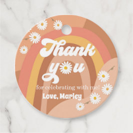 Dank je wel Retro Groovy Hippie Rainbow Daisy Favo Bedankjes Labels