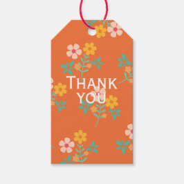 Dank Je Wel Retro Oranje Madeliefjes Boeket Patroo Cadeaulabel