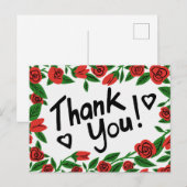 DANK JE WEL Rode Rozen Frame Bloemstuk Aangepast  Briefkaart (Voorkant / Achterkant)