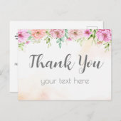 dank je wel roos floral with waterverf briefkaart (Voorkant / Achterkant)