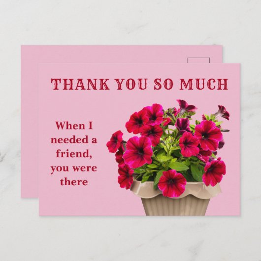 Dank je wel Roze Bloemen Ansichtkaart Briefkaart (Voorkant / Achterkant)