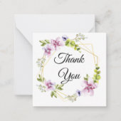 dank je wel , roze bloemen met een klap notitiekaartje (Voorkant)