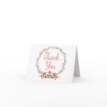 Dank je wel Roze bloemenkrans Rood Roze kaart