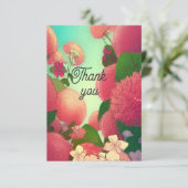 Dank je wel, roze fuchsia kat stempels bedankkaart (Staand voorkant)