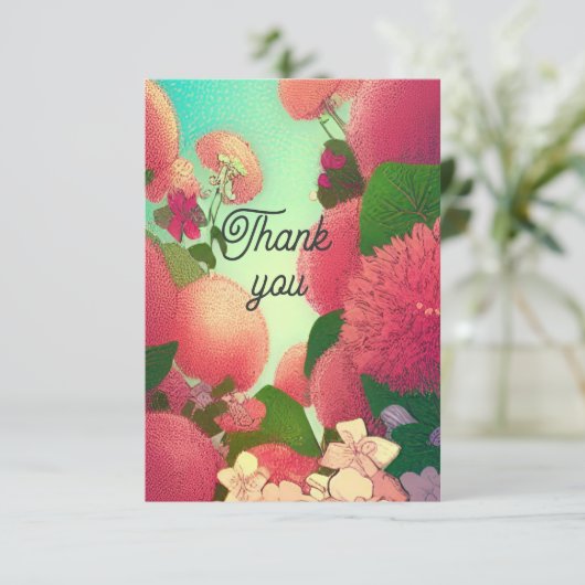 Dank je wel, roze fuchsia kat stempels bedankkaart (Staand voorkant)