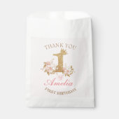 Dank je wel Roze Gouden Kroon Prinses 1e Verjaarda Bedankzakje (Voorkant)