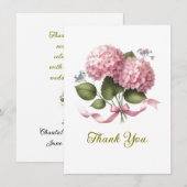 Dank je wel Roze Hortensia Trouwdag Bedankkaart (Voorkant / Achterkant)