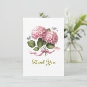 Dank je wel Roze Hortensia Trouwdag Bedankkaart (Staand voorkant)