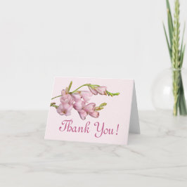Dank je wel!  Roze Kersen Bloemgroen Bladeren Bedankkaart