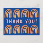 DANK JE WEL Roze Oranje Blauwe Zoete Regenboog Briefkaart (Voorkant)