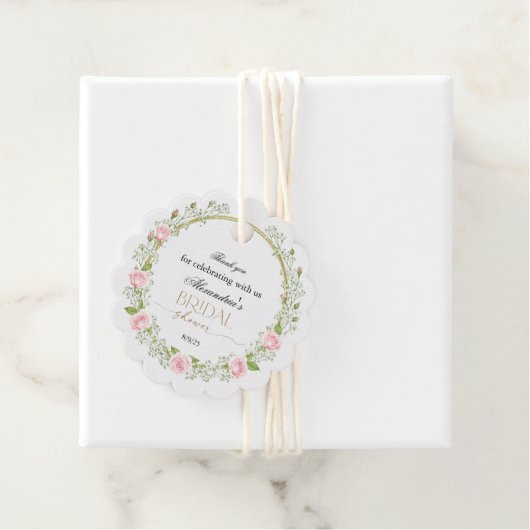 Dank je wel Roze Rozen & Baby’s Breath Bedankjes Labels (In situ)