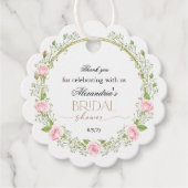 Dank je wel Roze Rozen & Baby’s Breath Bedankjes Labels (Voorkant)