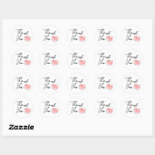 Dank Je Wel Roze Waterverf Hart Ronde Sticker (Vel)