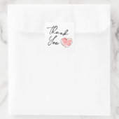 Dank Je Wel Roze Waterverf Hart Vierkante Sticker (Tas)