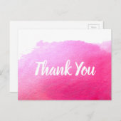Dank je wel roze waterverf kunst citaat briefkaart (Voorkant / Achterkant)