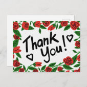 DANK JE WEL Rozen Frame Bloemstuk Aangepast  Briefkaart (Voorkant / Achterkant)