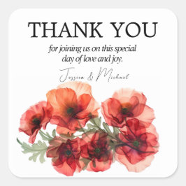 Dank je wel Scarlet Petal Elegance Vierkante Sticker