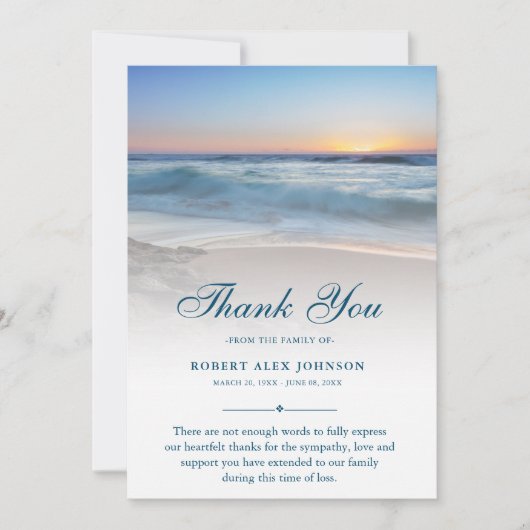 Dank je wel Schraffelijke foto Sympathie Grief Blu Bedankkaart (Voorkant)