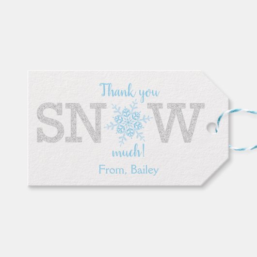 Dank je wel SNEE Much Winter ONEderland Blue Silve Cadeaulabel (Voorkant (Horizontaal))