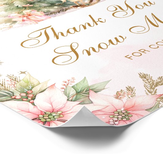 Dank je wel sneeuwveel kerstboom baby shower poster (Hoek)