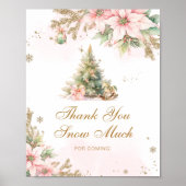 Dank je wel sneeuwveel kerstboom baby shower poster (Voorkant)