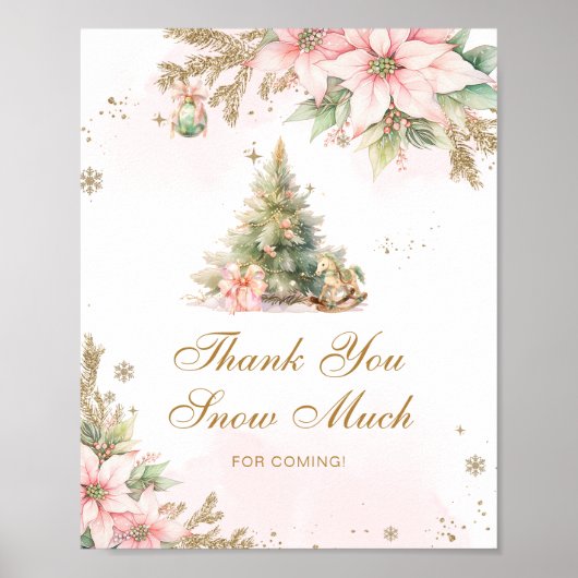 Dank je wel sneeuwveel kerstboom baby shower poster (Voorkant)