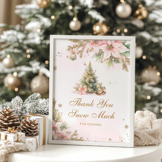 Dank je wel sneeuwveel kerstboom baby shower poster