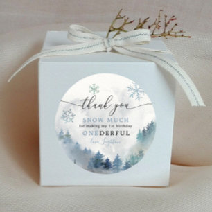Dank je wel Snow Veel Boy 1st Birthday Favor Ronde Sticker