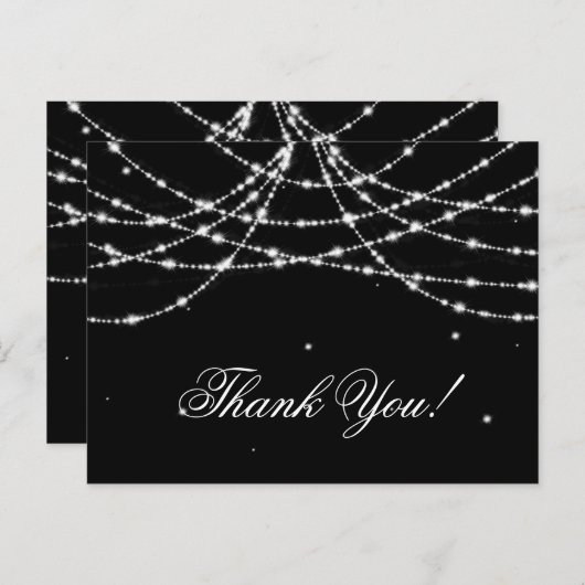 Dank je wel, Sparkling String Black Briefkaart (Voorkant / Achterkant)