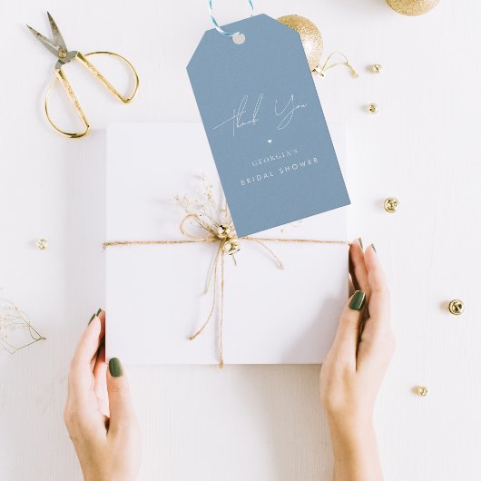 Dank je wel stijlvol iets blauw bruidsdouche cadeaulabel