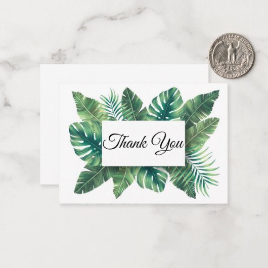 dank je wel , stijlvolle groene palmbladeren bruil notitiekaartje (Voorkant / Achterkant in situ)