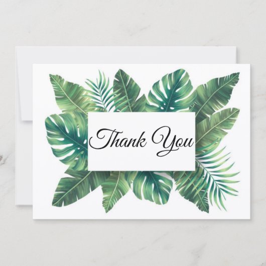 dank je wel , stijlvolle groene palmbladeren bruil notitiekaartje (Voorkant)