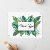 dank je wel , stijlvolle groene palmbladeren bruil notitiekaartje (Voorkant / Achterkant in situ)