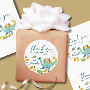 Dank je wel Stomping door Jurassic Dinosaurus Verj Ronde Sticker