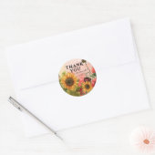 🌻Dank je wel  Sunny Petals & Scarlet Blooms Ronde Sticker (Envelop)