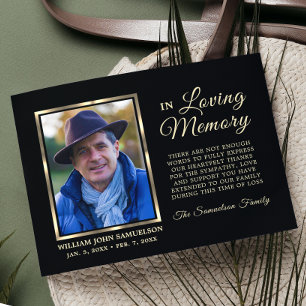 Dank je wel Sympathie Rouw Herdenking Goud FOTO Briefkaart