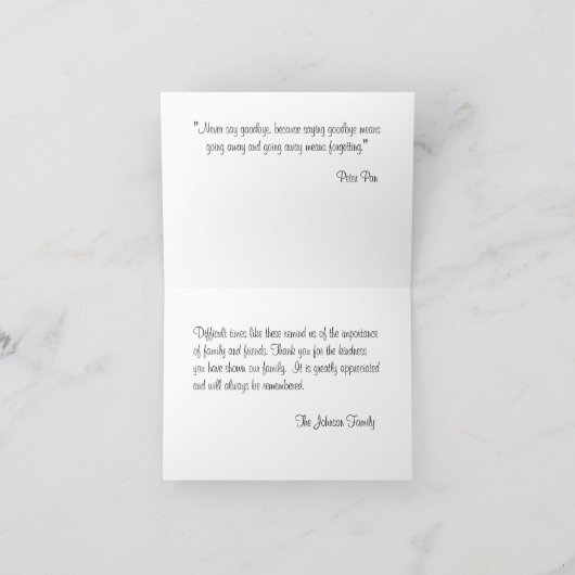 Dank je wel, Sympathy Card Bedankkaart (Binnen)